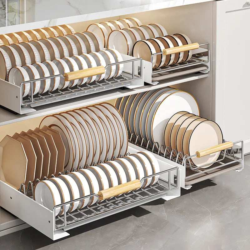 Kitchen cabinet inner shelf, drawer type pull basket, pull bowl, plate and saucer storage rack, stainless steel drain bowl rack Oasis Select