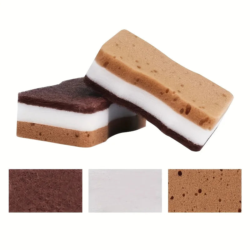 Three Layer Seaweed Kitchen Dishwashing and Cleaning Sponge,Durable and Scratch Resistant,Super Absorbent Kitchen Cleaning Brush Oasis Select