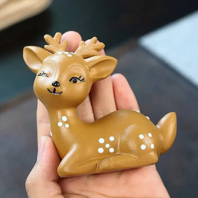 Zisha Tea Pet Plum Blossom Deer Figurine Sculpture Cartoon One Way Tea Play Oasis Select