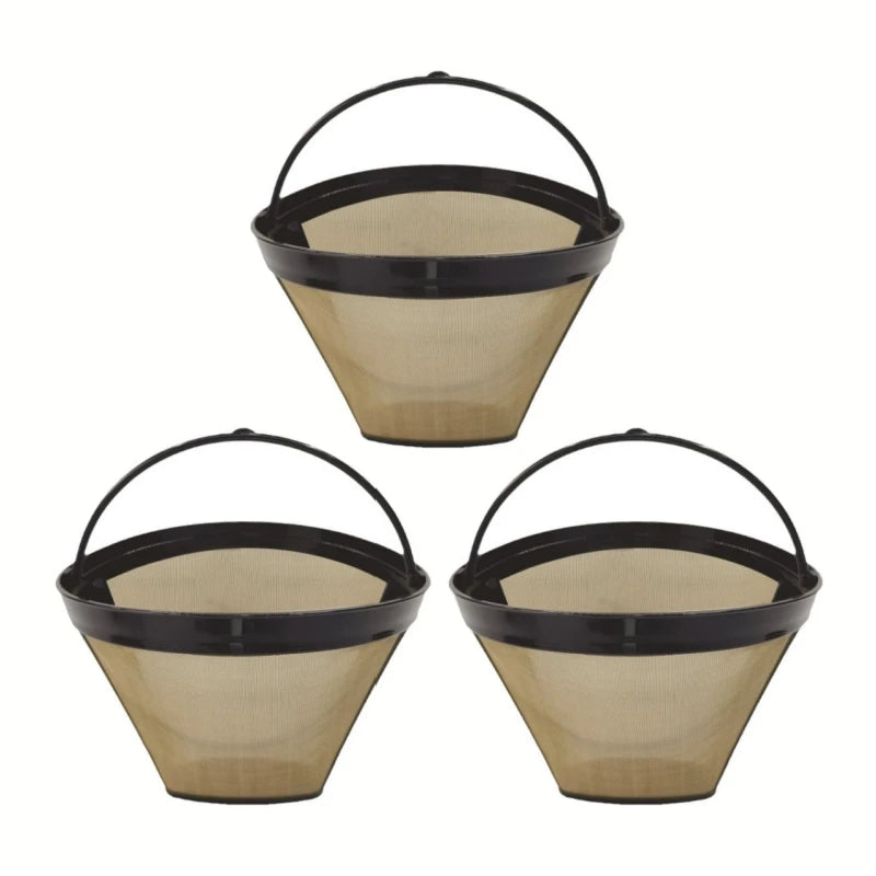 1/3pcs Cone Shape Permanent Coffee Filter Mesh Basket Stainless Steel Reusable Kitchen Coffeeware Coffee Filters Tea Brewer Oasis Select 3pcs