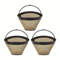 1/3pcs Cone Shape Permanent Coffee Filter Mesh Basket Stainless Steel Reusable Kitchen Coffeeware Coffee Filters Tea Brewer Oasis Select 3pcs
