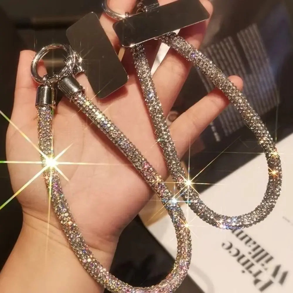 Diamond Luxury Phone Lanyard Metal Clip Bold Rhinestone Full Diamond Lanyard Short Pendant Sturdy Design Universal Phone Lanyard Oasis Select