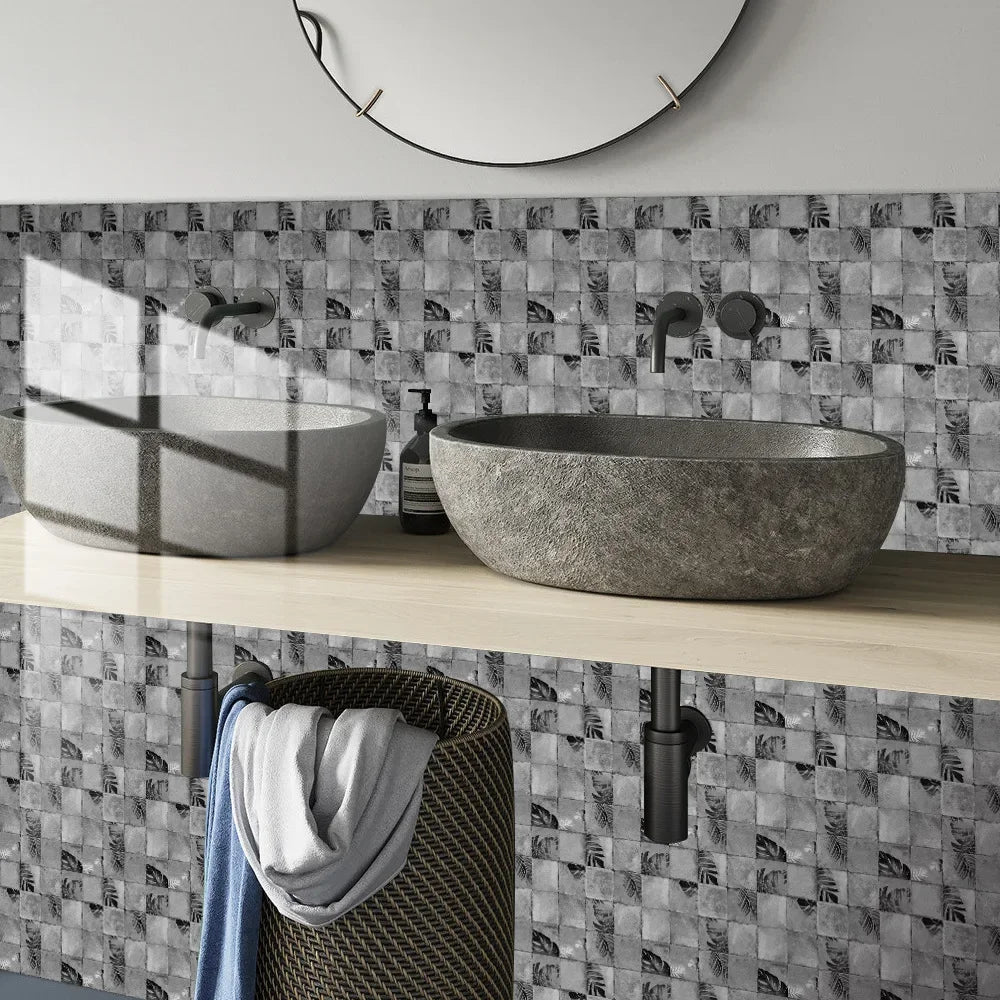 Grey Mosaic Pattern Home Decor Wall Stickers Kitchen Bathroom Refurbished Self-adhesive Paper Wall Decoration Oasis Select