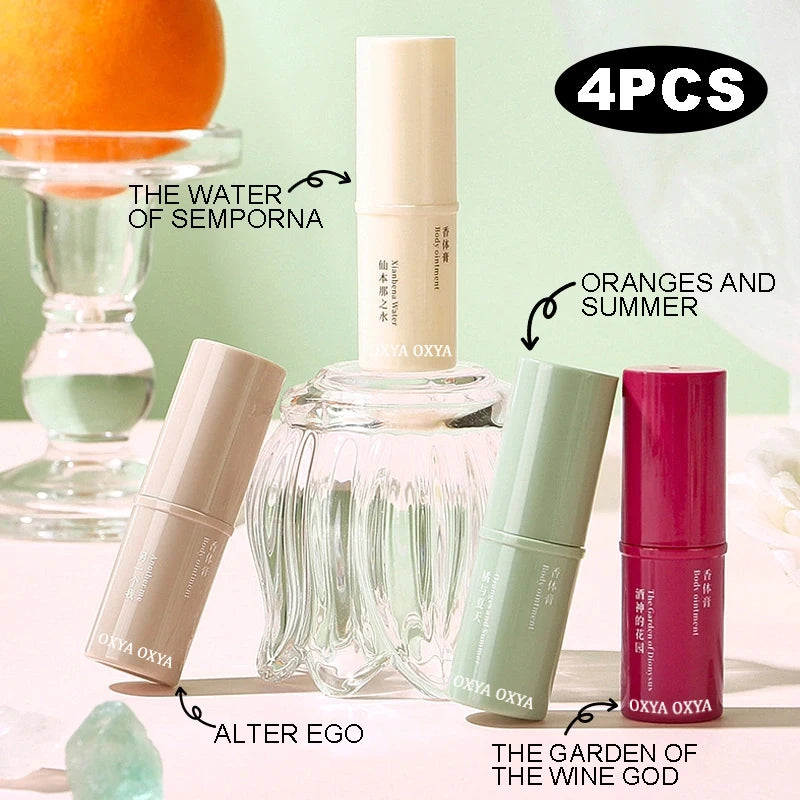 4pcs Portable Body Balm, with 4 Different Fragrances Including Sandalwood, Jasmine, Lavender, Etc., Lasting for 24 Hours Oasis Select Default Title