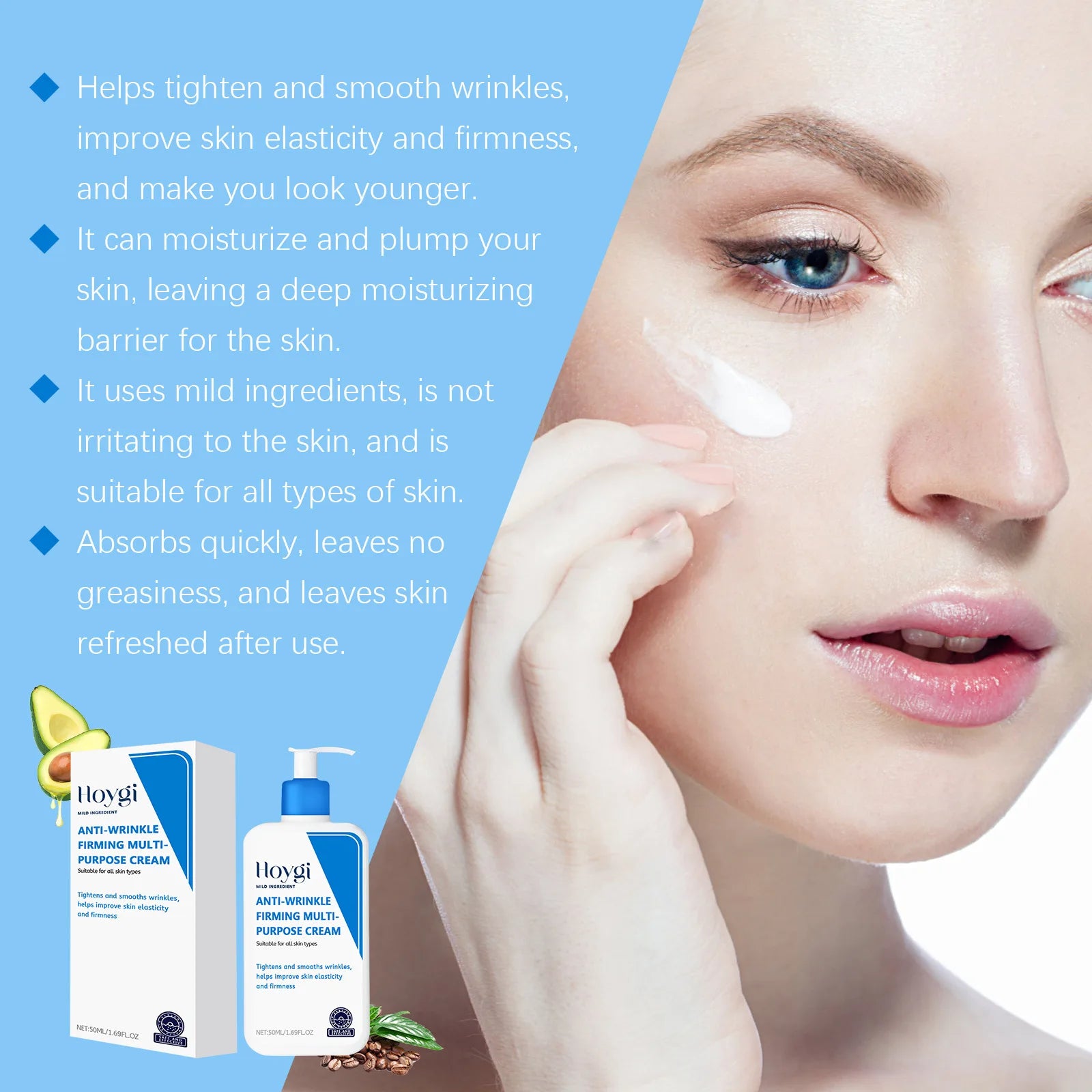 Hoygi Hyaluronic Acid Cream – Hydrating & Pore-Minimizing 50ml Facial Moisturizer Oasis Select