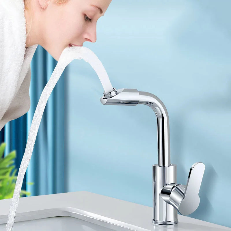 Rotatable Single Handle Hot & Cold Basin Faucet | Kitchen & Bath