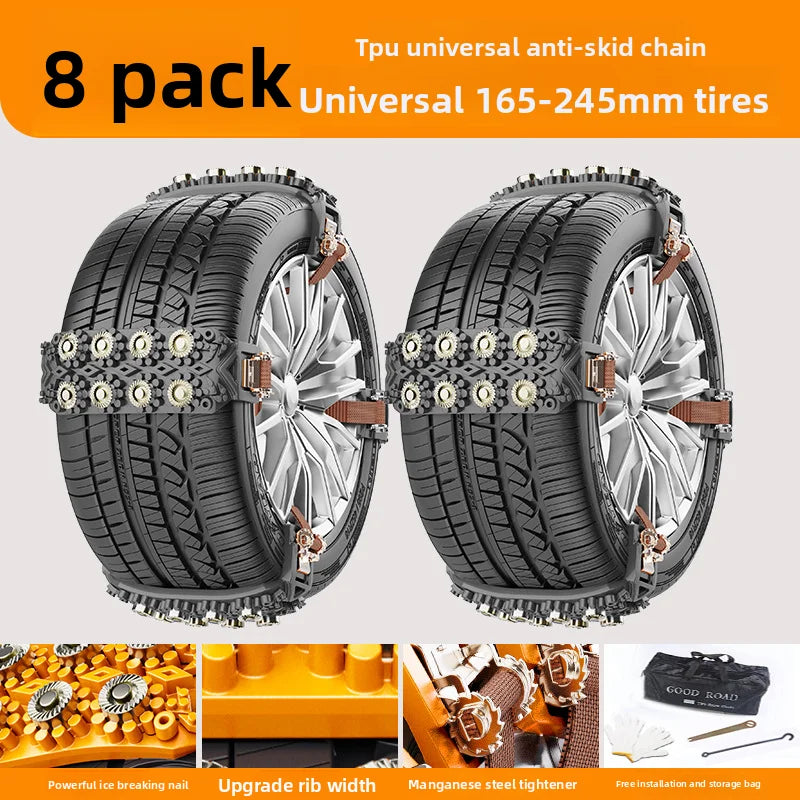 Automobile tire anti-skid chain, sedan off-road vehicle universal anti-skid escape chain Oasis Select 8PCS