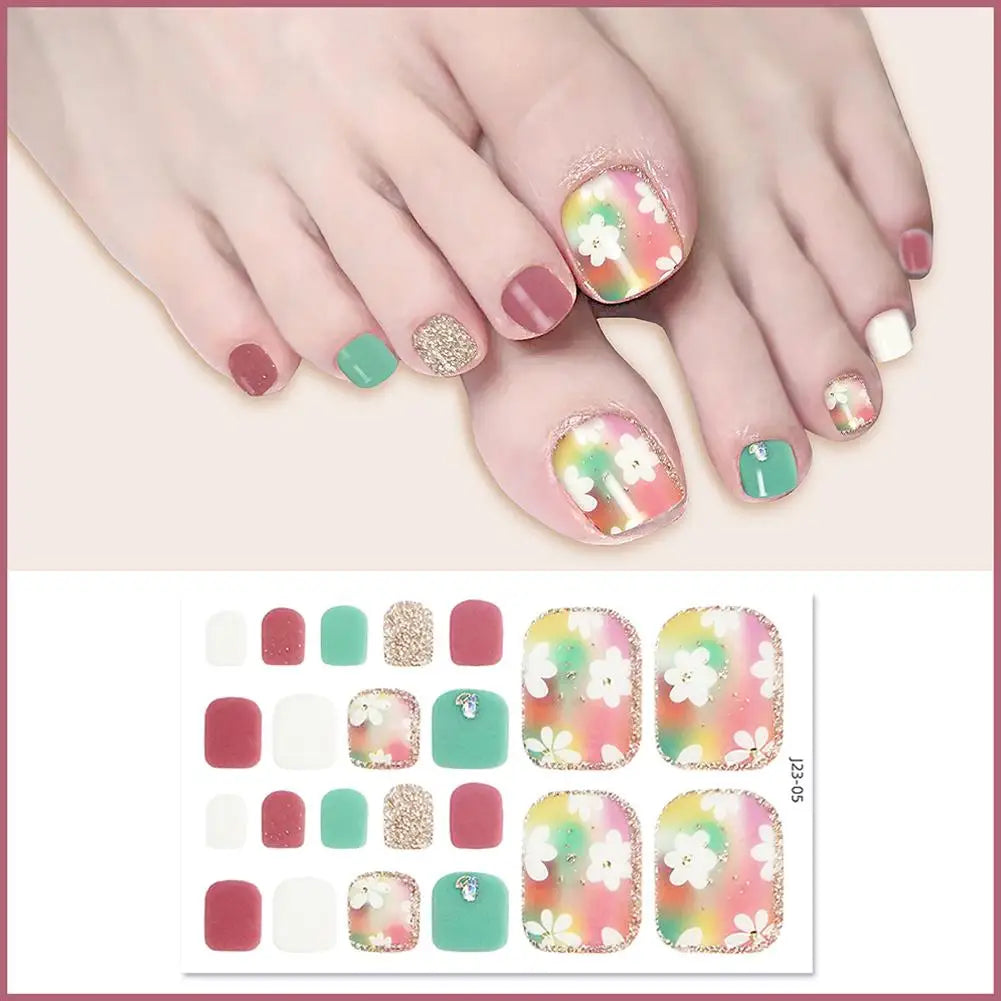 22-Piece Glitter Toe Nail Stickers – French Nail Wraps DIY Nail Art Stickers Oasis Select 04