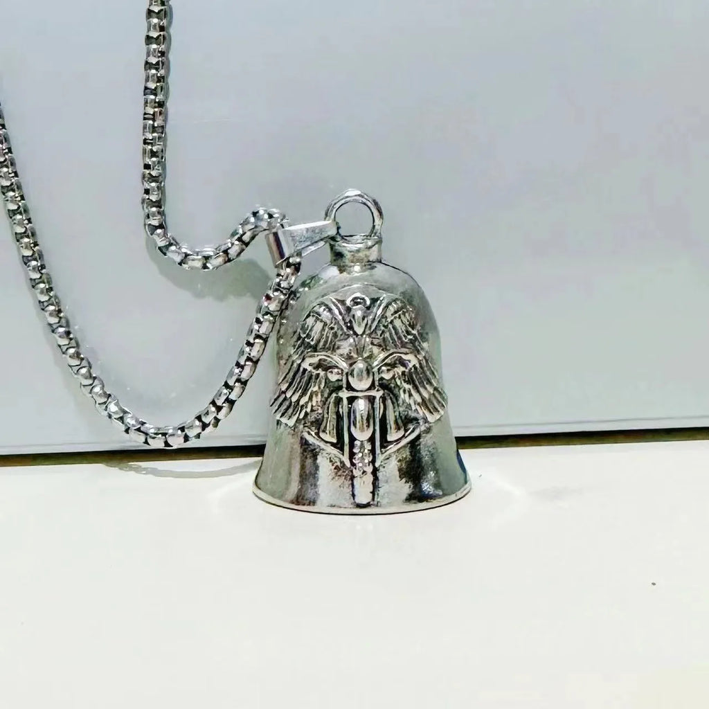 Fashionable Angel Wings Motorcycle Bell Pendant Keychain Punk Rock Men's Riding Party Amulet Exorcism Jewelry Oasis Select