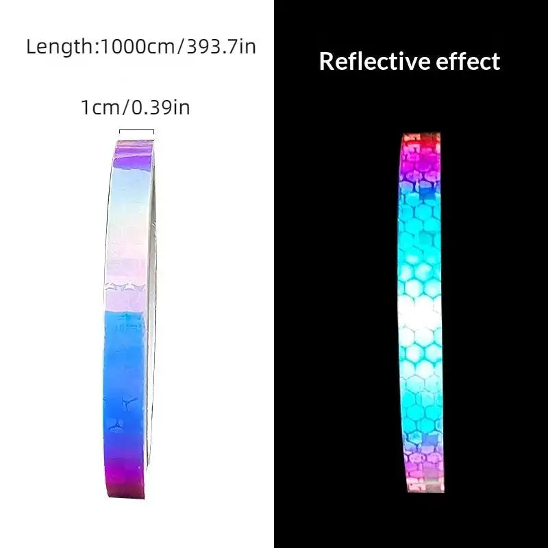Night Reflective Strip Wheel Hub Warning Sticker Night Riding Colorful Laser High Viscosity Colorful Reflective Tape Sticker Oasis Select A