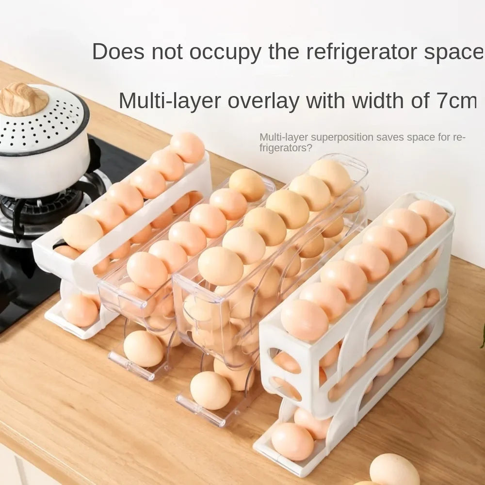 3 Layer / 4 Layer Automatic Egg Roller New Household Kitchen Dedicated Egg Roller Rack Space Saving Large Capacity Egg Organiser Oasis Select