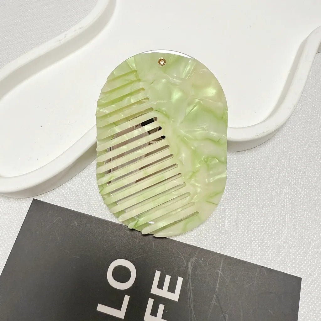 2-in-1 Folding Mirror Comb | Acetate Pocket Travel Hair Brush