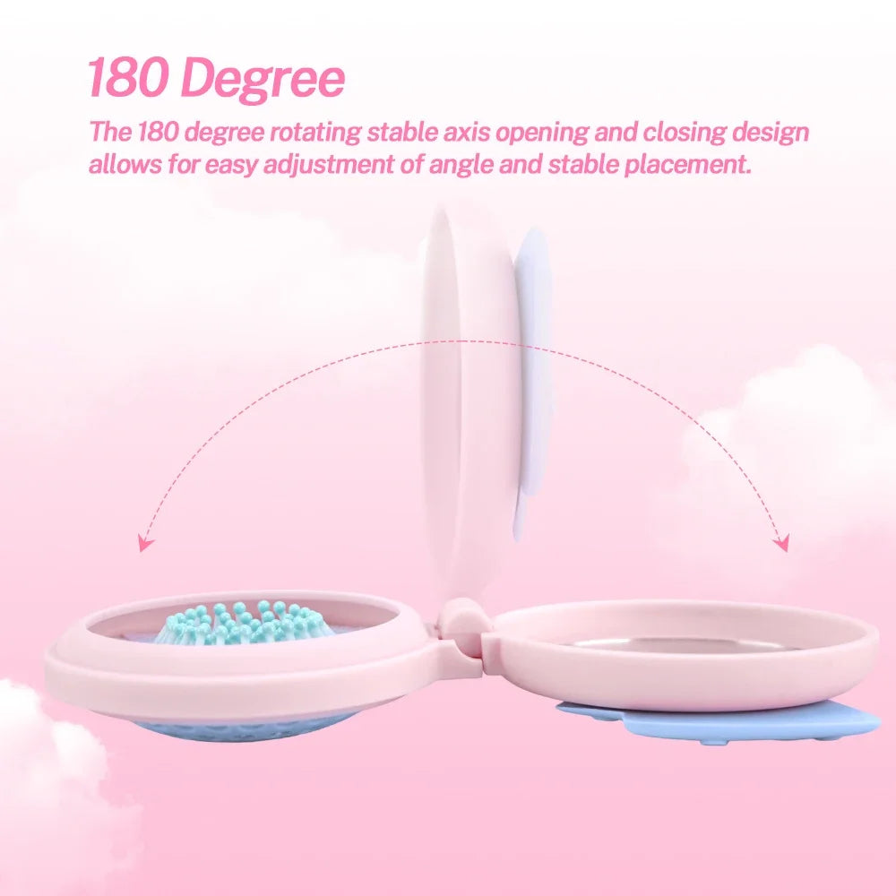 Mini Foldable Hair Brush with Mirror – Portable Detangler