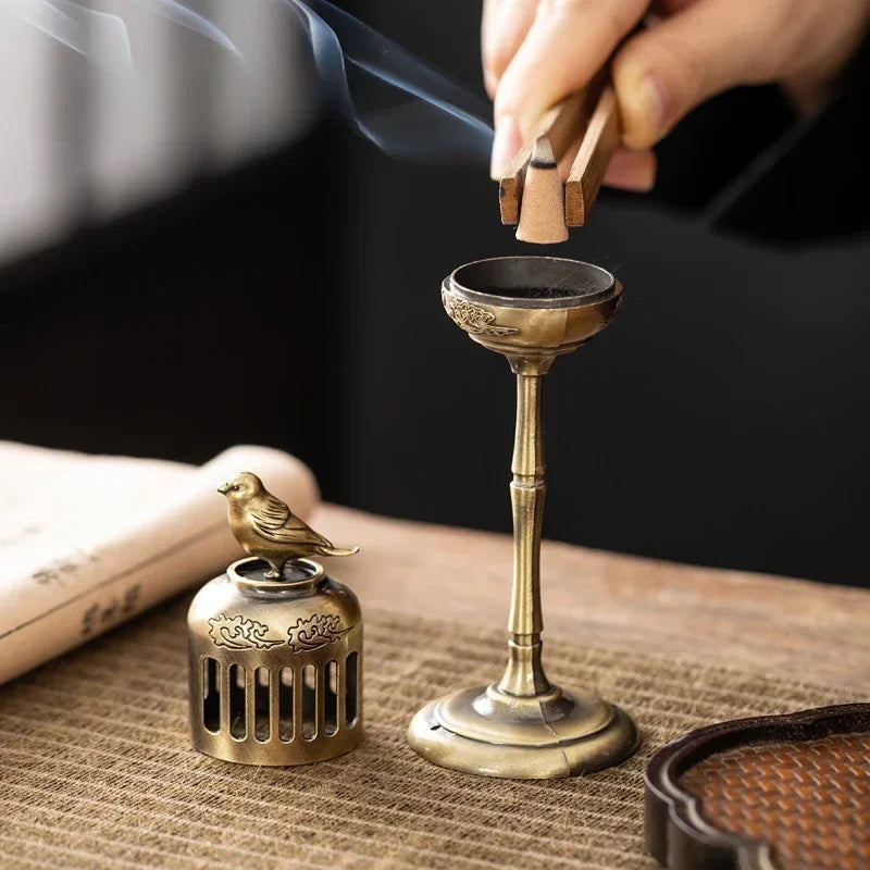 Matel Magpie Hollow Lamp Sandalwood Fragrance Censer Smoking Backflow Incense Holder Tea House Ornaments Study Room Home Decor Oasis Select