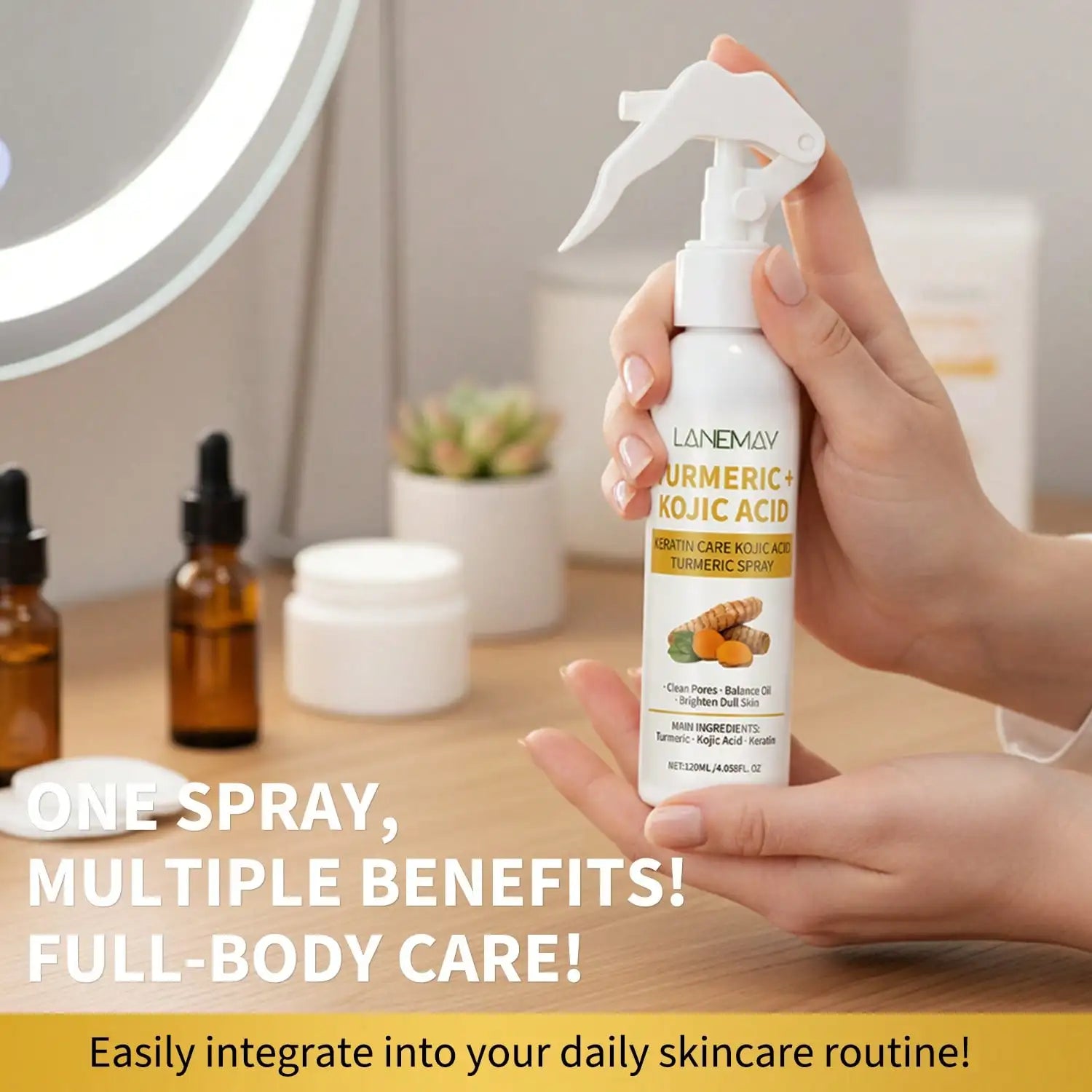 Turmeric & Kojic Acid Brightening Face Spray with Keratin