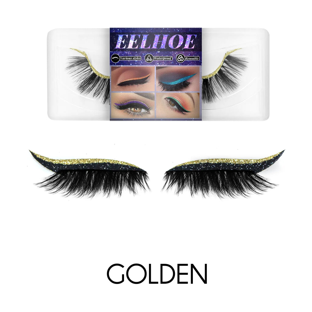 7color Glue-Free Faux Mink 3D Self-Adhesive Eyeliner Lash Stickers Waterproof Sweatproof False Eyelashes Stickers Eye Makeup Oasis Select 03