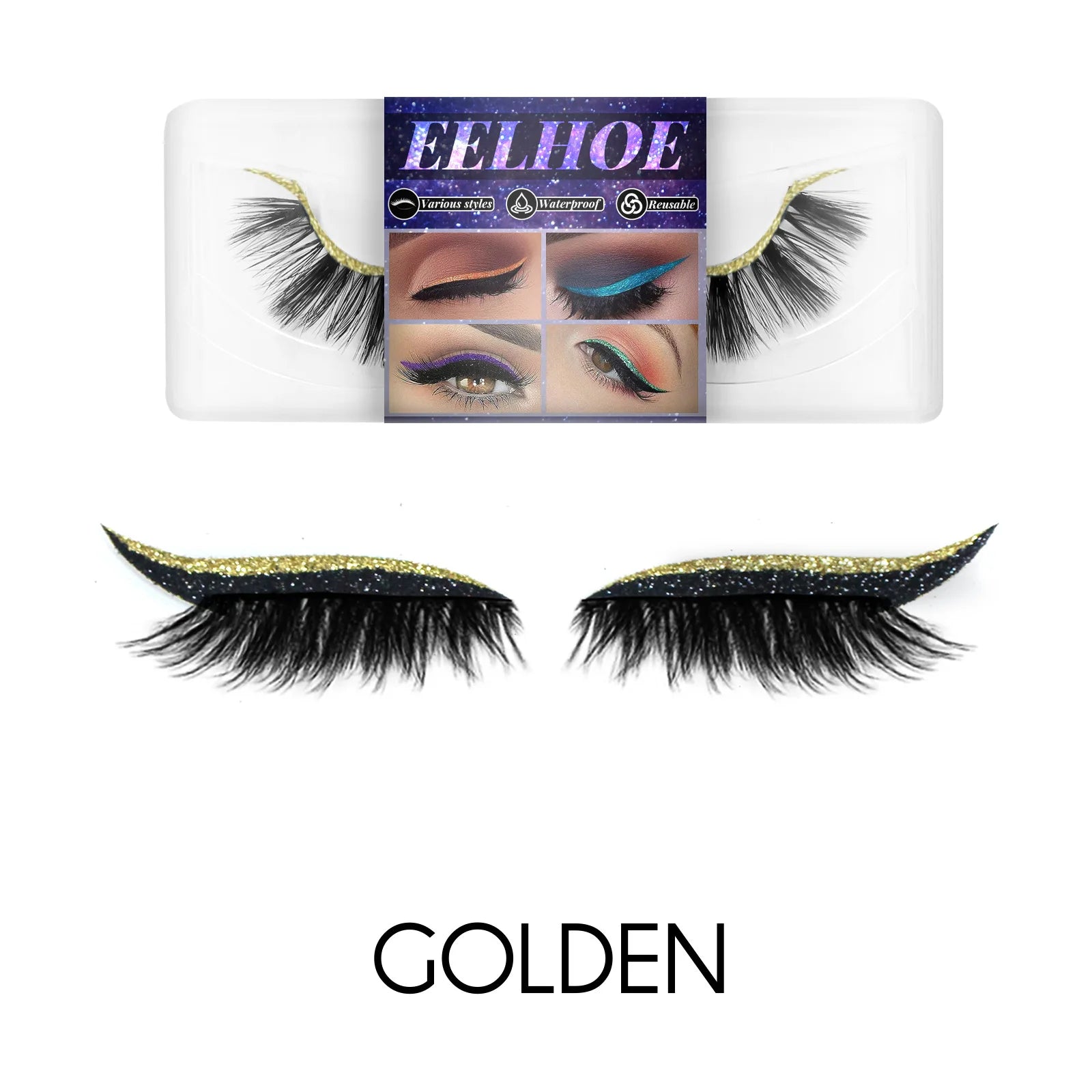 7color Glue-Free Faux Mink 3D Self-Adhesive Eyeliner Lash Stickers Waterproof Sweatproof False Eyelashes Stickers Eye Makeup Oasis Select 03