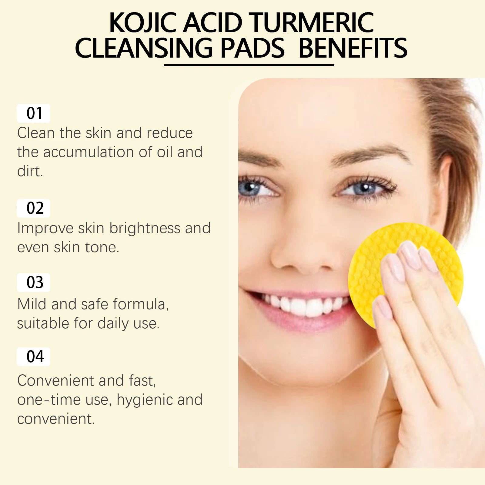 Turmeric Kojic Acid Cleansing Pads Exfoliating Remove Dead Skin Acne Fade Melanin Oil Control Nourish Glow Facial Wash Sponges Oasis Select