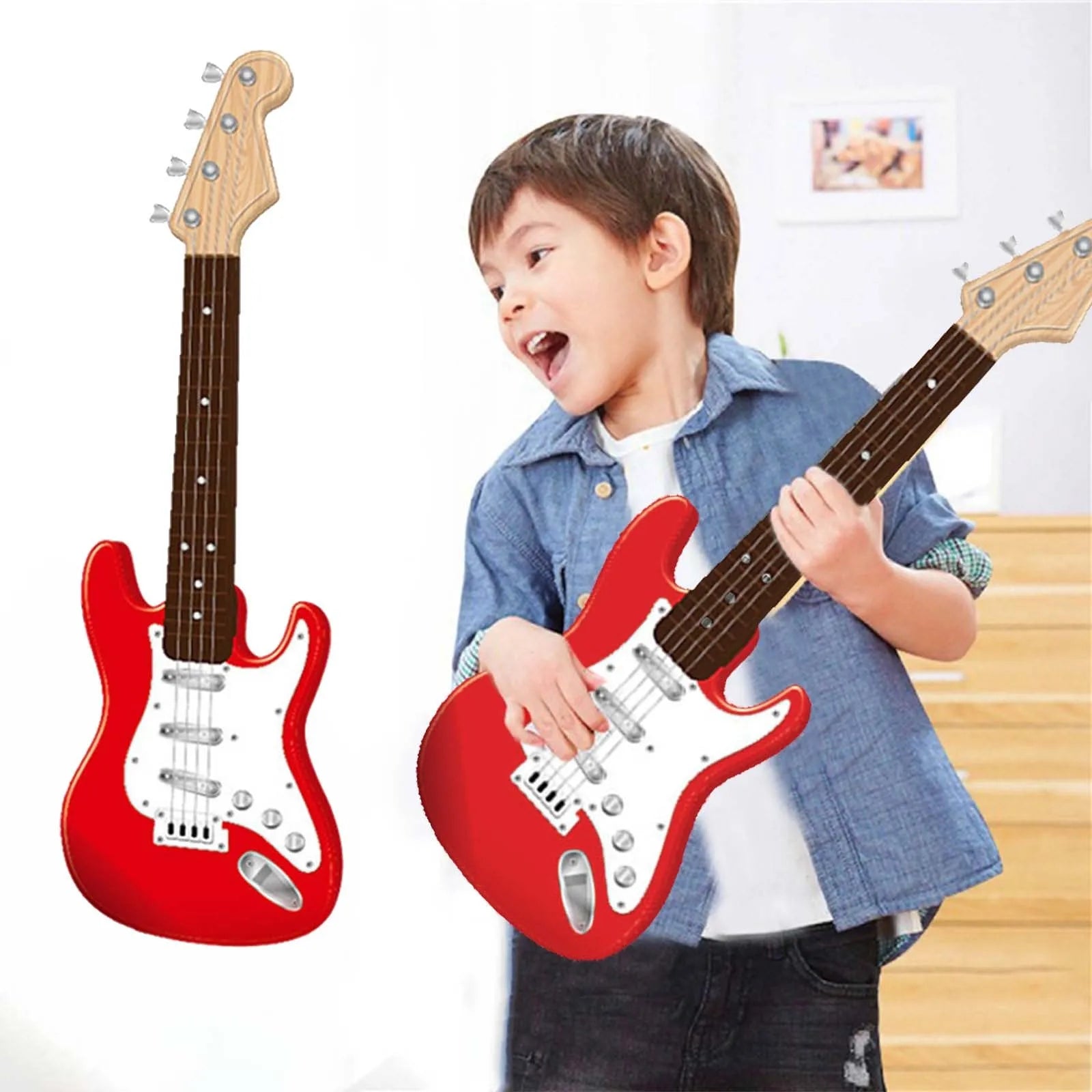 17" Kids Electric Guitar Toy – 4 String Musical Instrument Kids Guitar Toy Oasis Select Red One Size