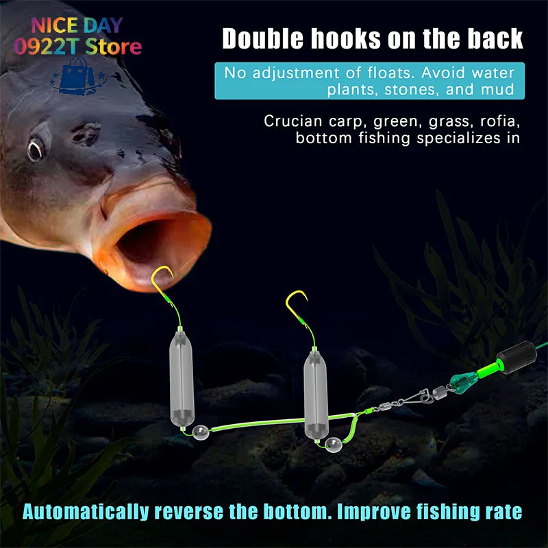 1PC Anti-separation Base Fishing Hook Double Hook For Fishing Live Bait With Double Bait Keeper Barbs High Carbon Steel@#X Oasis Select