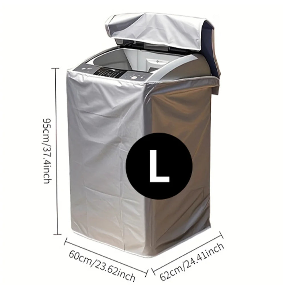 Waterproof Top Load Washing Machine Cover, Sunproof Dustproof Silver Coated Fabric, All-Weather Protection for Outdoor Balcony Oasis Select L(95x62x60cm)