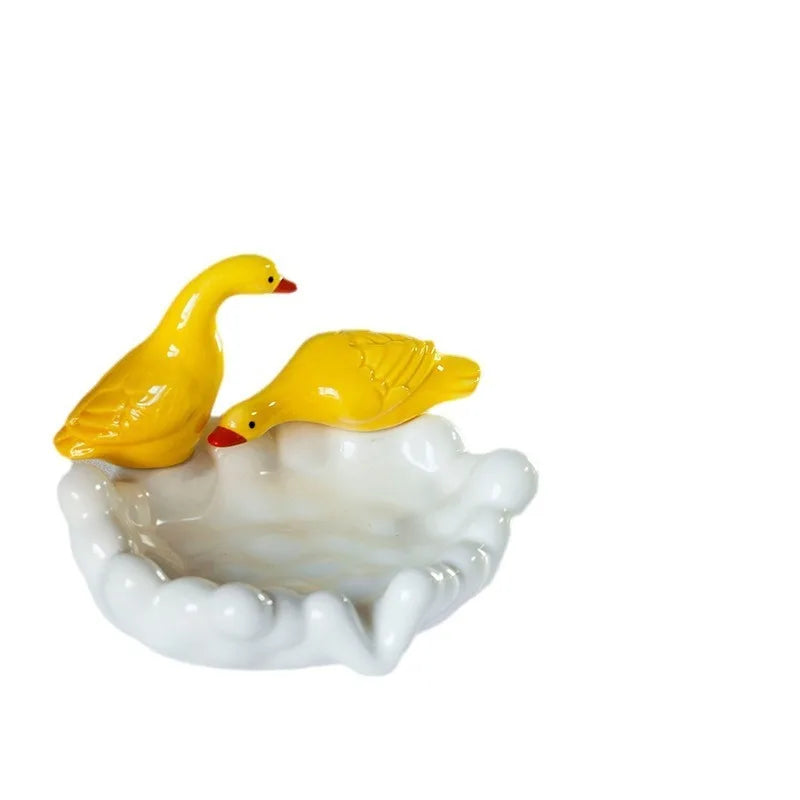 1pc Cute Duck Ceramic Soap Dish Decorative Soap Holder Craft Ornament Bathroom Counter Washroom Daily Storage Decor Accessory Oasis Select