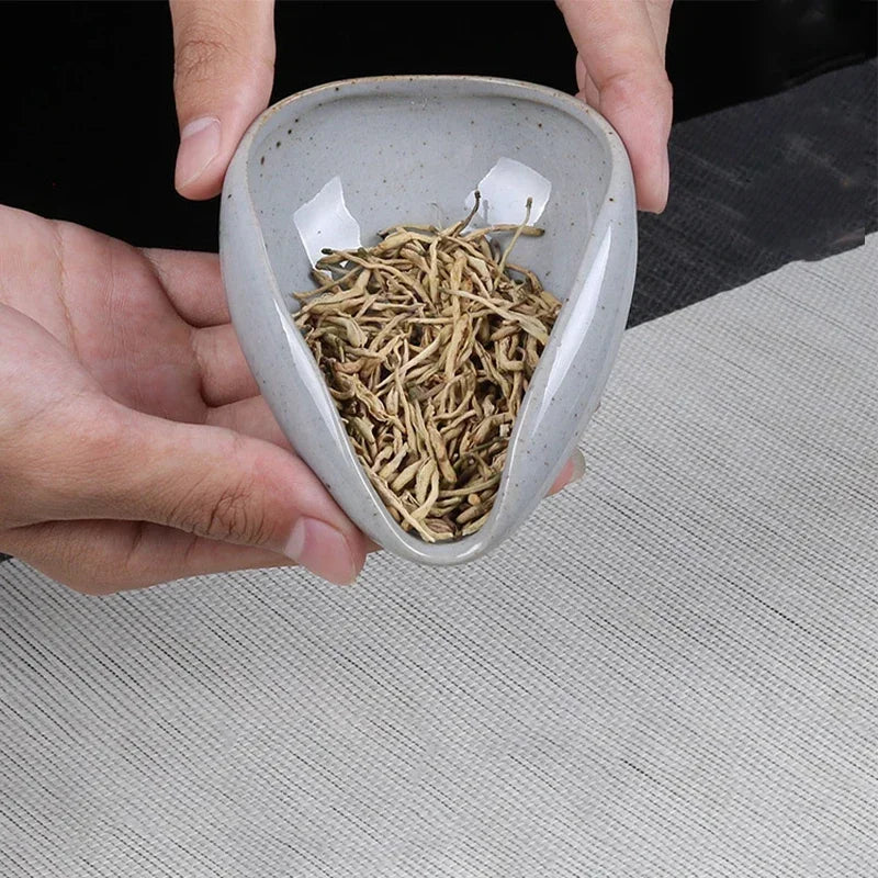 Ceramic Teaspoons Kung Fu Tea Set Accessories Tea Tray Ornaments Retro White Porcelain Celadon Tea Spoon Shovel Oasis Select