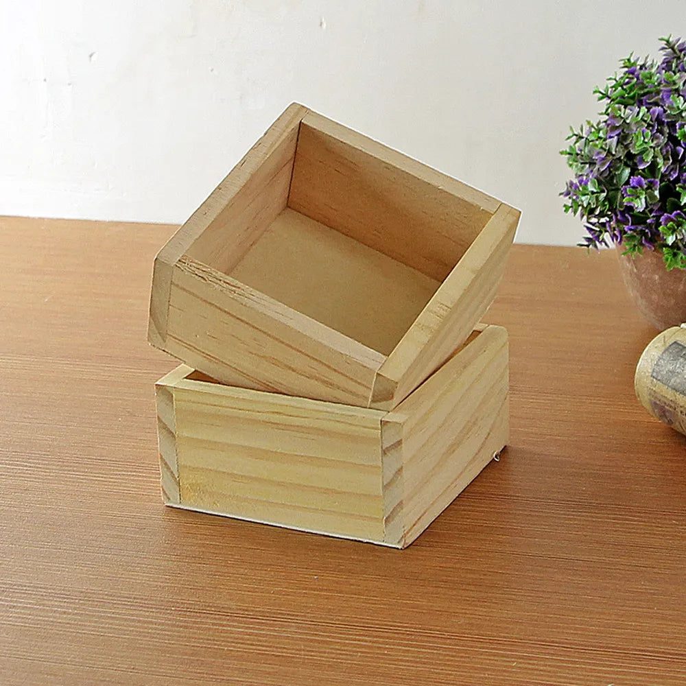 Unfinished Small Square Wooden Box – Craft Storage & Decor Wooden Storage Box Oasis Select
