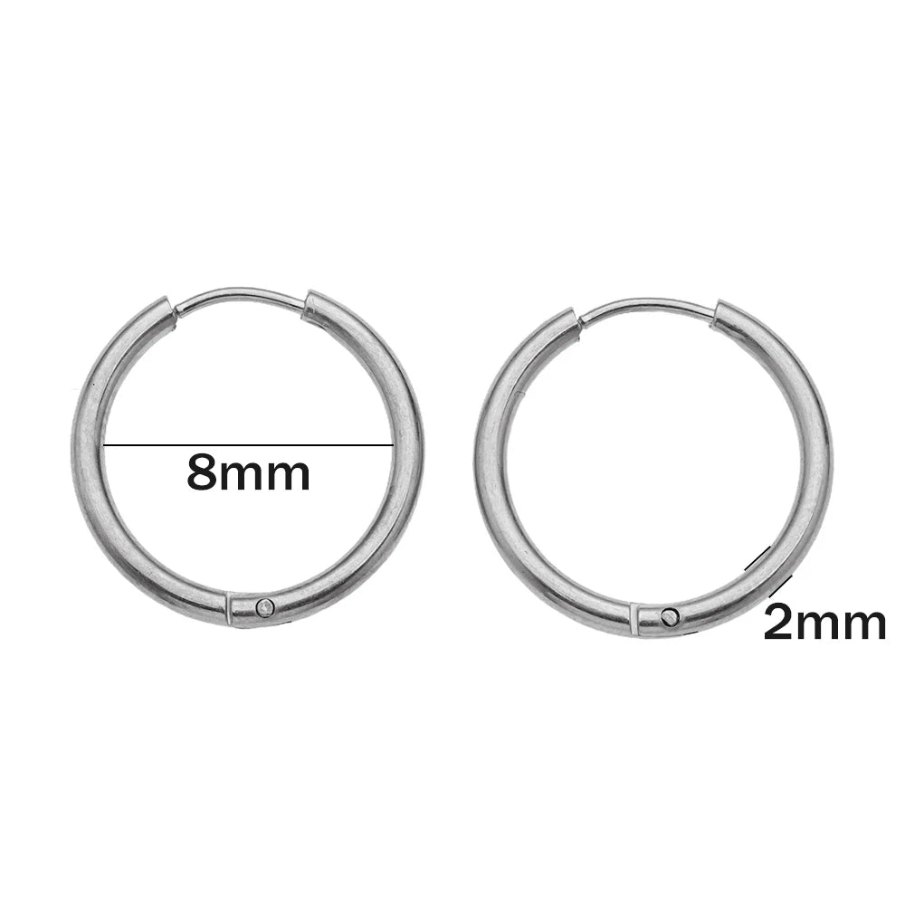 10pcs Stainless Steel Huggie Hoop Earrings Small Hypoallergenic For DIY Women Simple Cartilage Stud Earrings Jewelry Making Oasis Select Steel 8mm