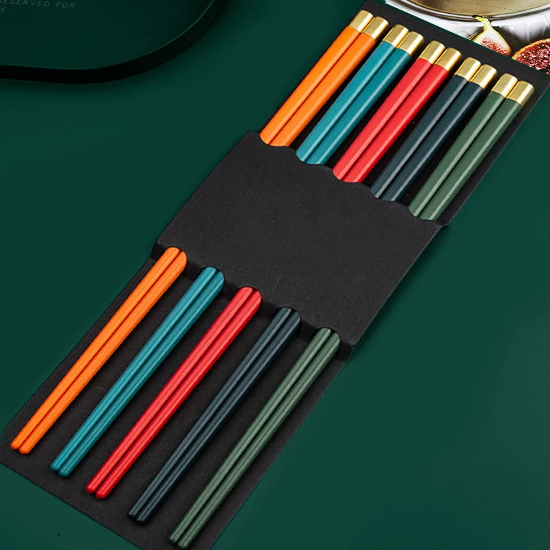 5-Pair Reusable Non-Slip Chopsticks – Food Grade Plastic Set Reusable Chopsticks Set Oasis Select