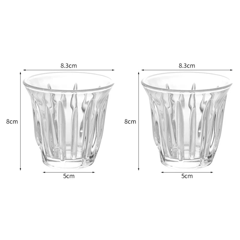 2Pcs Glass Coffee Cup Espresso Mug Creative Striped Anti-scald Mocha Juice Cocktails Coffee Mugs for Latte Cappuccino Tea Cafe Oasis Select 160ml 2Pcs