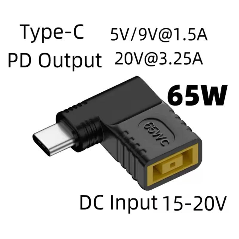  ﻿ 65W 100W 140W Type-C USB C to Square Plug Fast Charging Cable for Lenovo Laptop Charger DC 5V/9V/20V PD Adapter Converter Oasis Select 65W Converter Plug