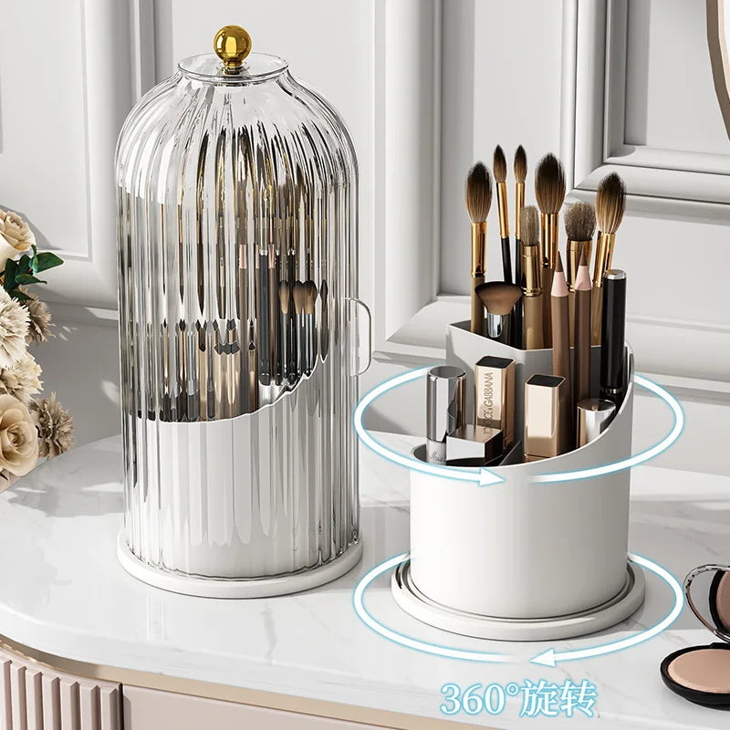 Bird Cage Pen Holder Storage Rack Dustproof Divider Desktop Cosmetic Storage Box Rotating Storage Container Dresser Oasis Select