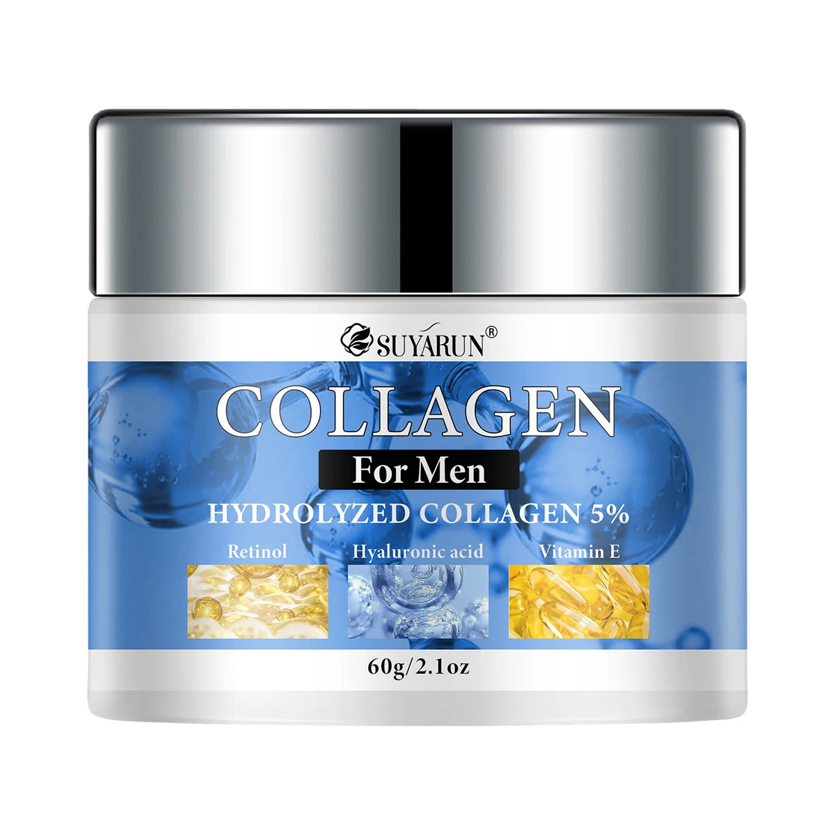 SUYARUN Collagen Men's Face Cream - Hydrating Moisturizer for Dry Skin | Non-Greasy Formula & Fast Absorption Daily Skincare. Oasis Select 60g