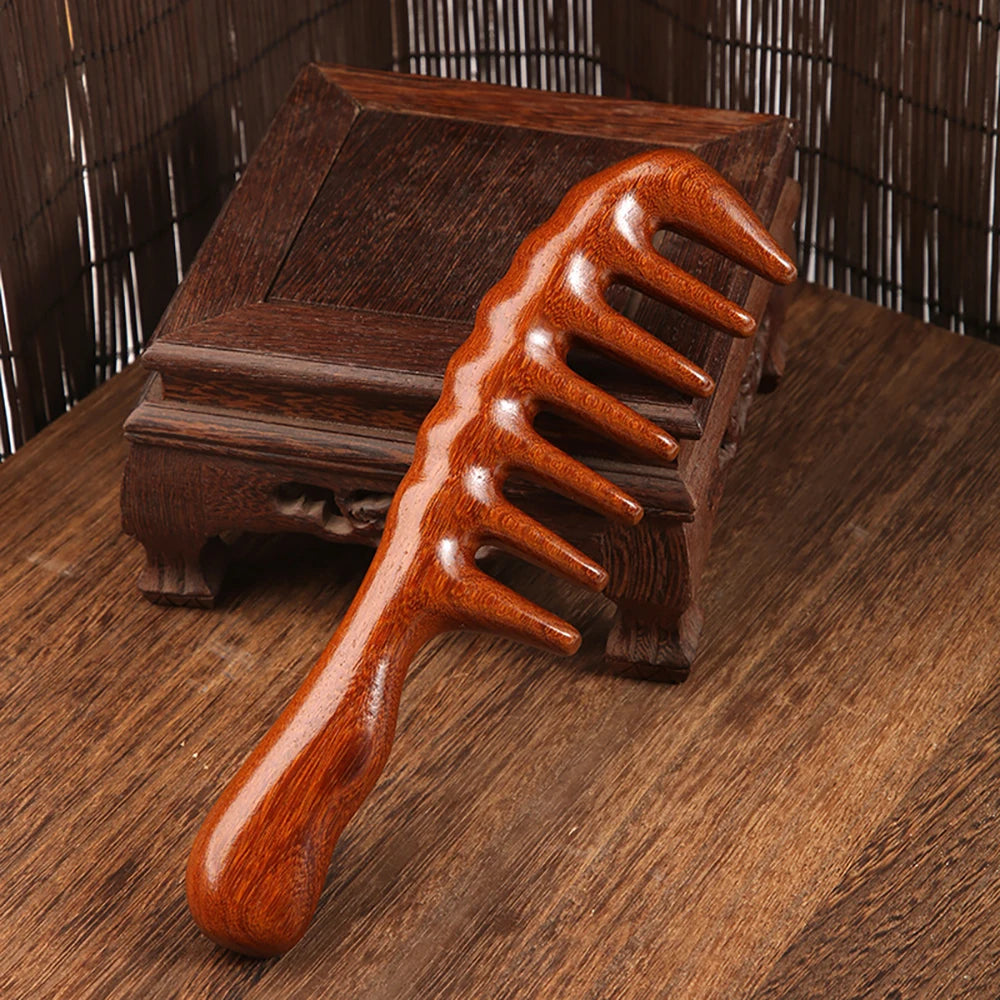 1 pc Sandalwood Wide Tooth Comb Handmade Wide Tooth Sandalwood Comb Scalp Massage Hair Pick Anti-Static Natural Detangler Oasis Select