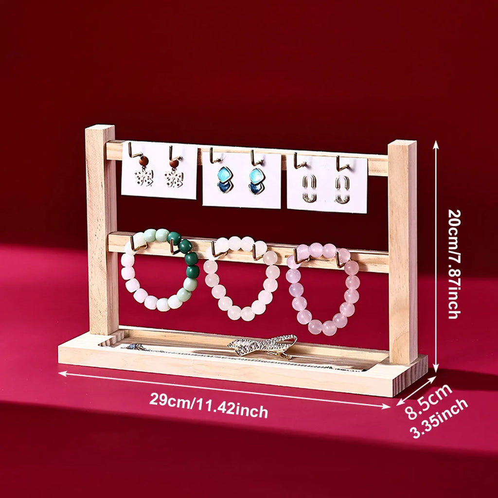1pc Wooden bracelet rack, bracelet and earring storage rack, store jewelry display rack, jewelry collection rack Oasis Select 2 layers