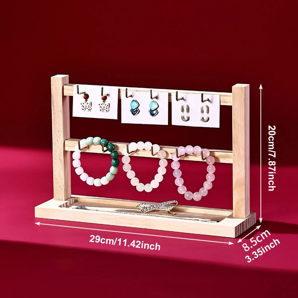1pc Wooden bracelet rack, bracelet and earring storage rack, store jewelry display rack, jewelry collection rack Oasis Select 2 layers