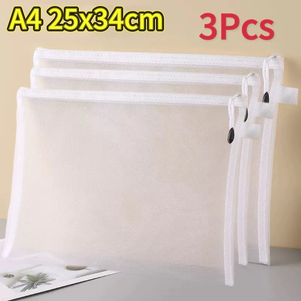 Transparent Mesh Storage Bags with Zipper for Lego Blocks, Puzzle&Toy Organization,Kids' Sorting Pouch for Small Parts Organizer Oasis Select 3pcs L white