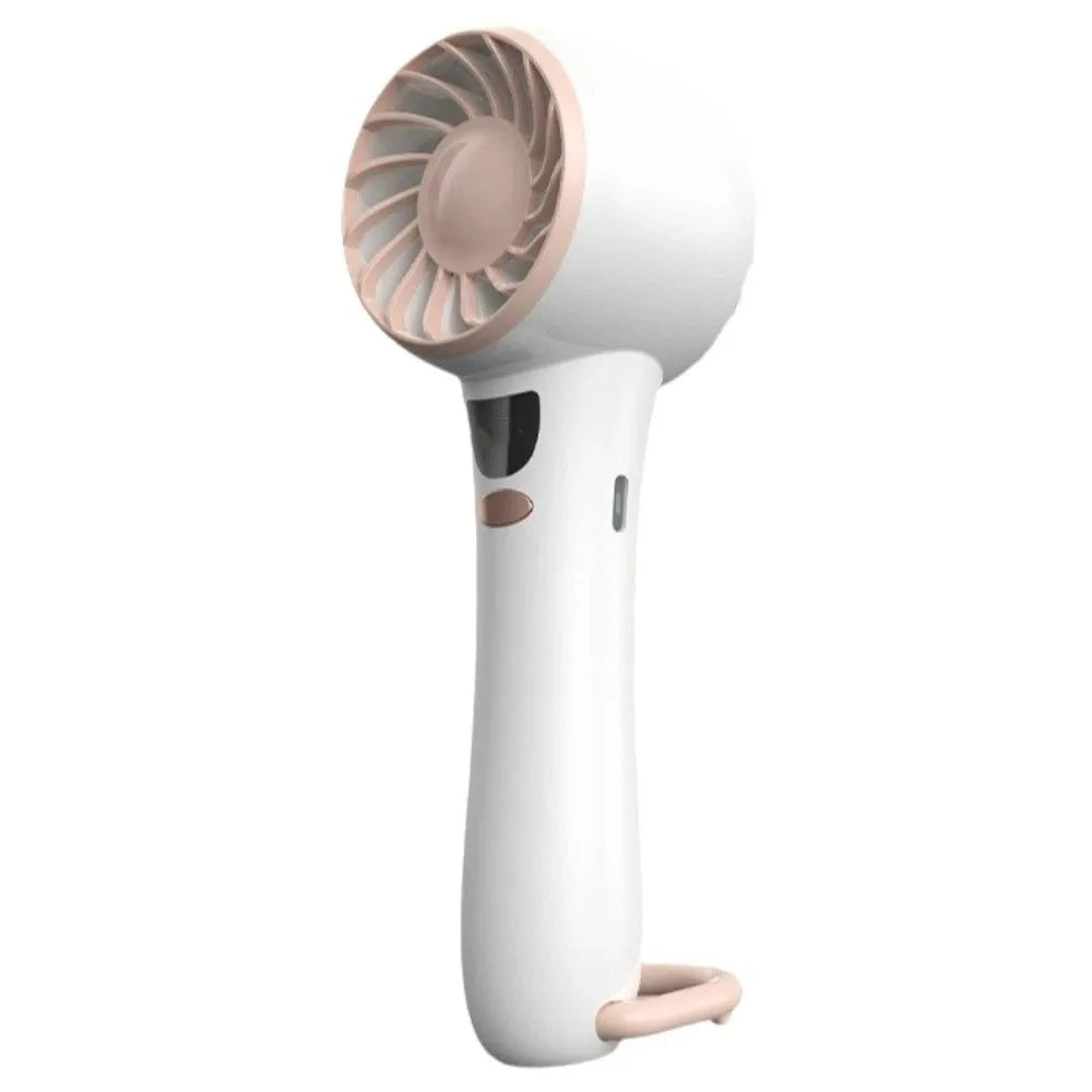 Digital Display Mini Handheld Fan 5 Speeds Long Battery Life USB Rechargeable Fan Telescopic Bracket Quiet High Speed Fan Summer Oasis Select Pink