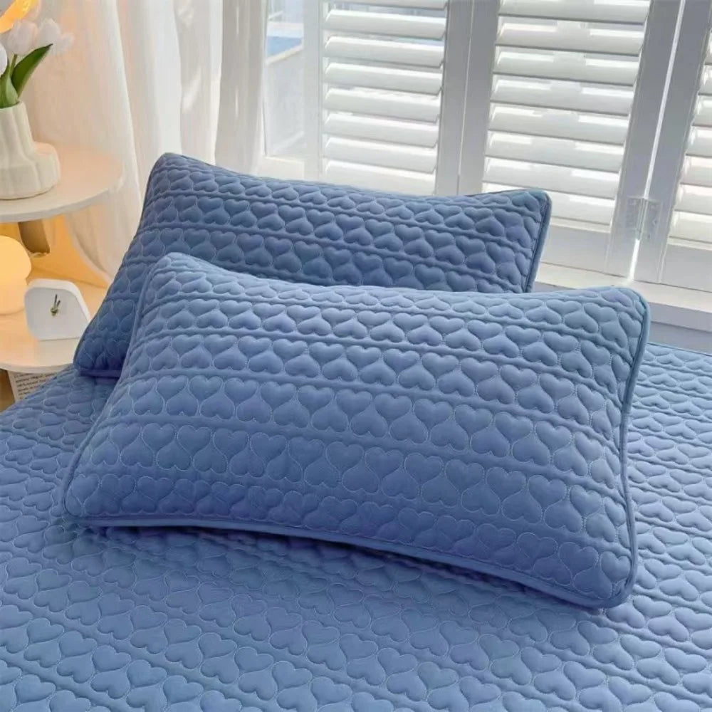 Comfortable Cotton Pillow Cover Isolation layer Anti Mite Pillow Case Protector Waterproof Head oil Pillowcase household Oasis Select Blue