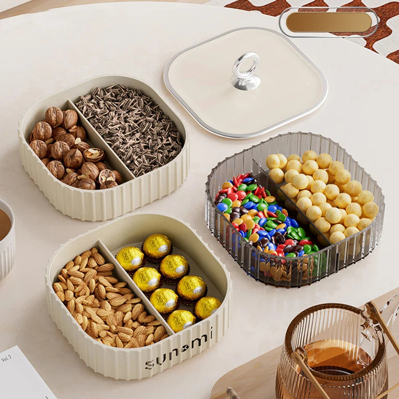 Double-Layer Snack & Candy Storage Box | 4-Compartment Tray