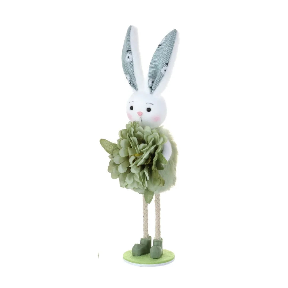 Easter Standing Bunny Figurine | Cartoon Flower Rabbit Ornament