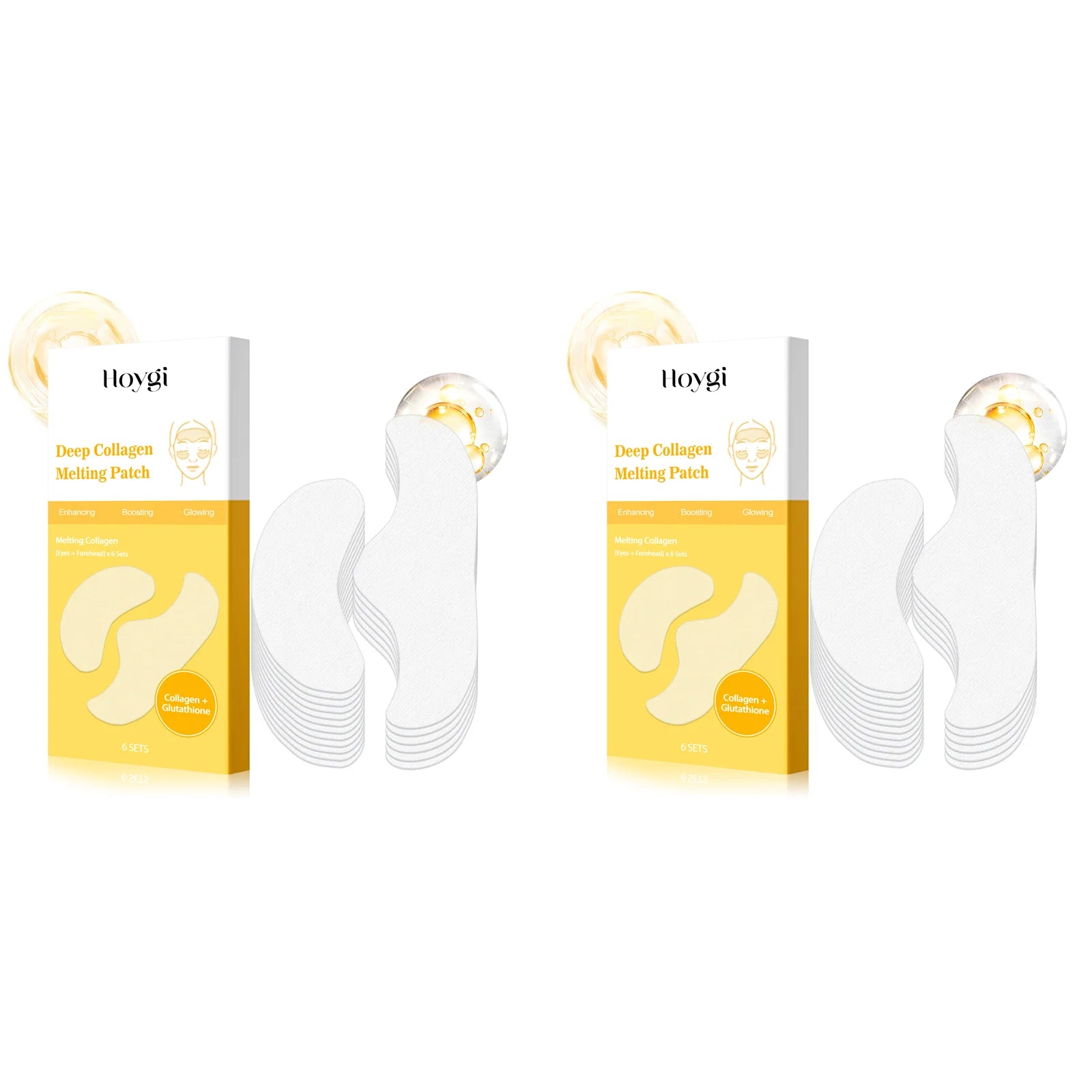 Collagen Protein Water Soluble Patches for Forehead Eye Area Absorbable Elasticity Firming Moisturizing Essence Patch Face Care Oasis Select 12Pcs