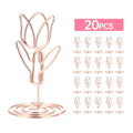 20 Pcs Table Number Holder Photo Clips Tulip Shaped Sign Stand Name Card for Centerpieces Wedding Birthday Party Home Decoration Oasis Select Rose Gold Table Number Holder