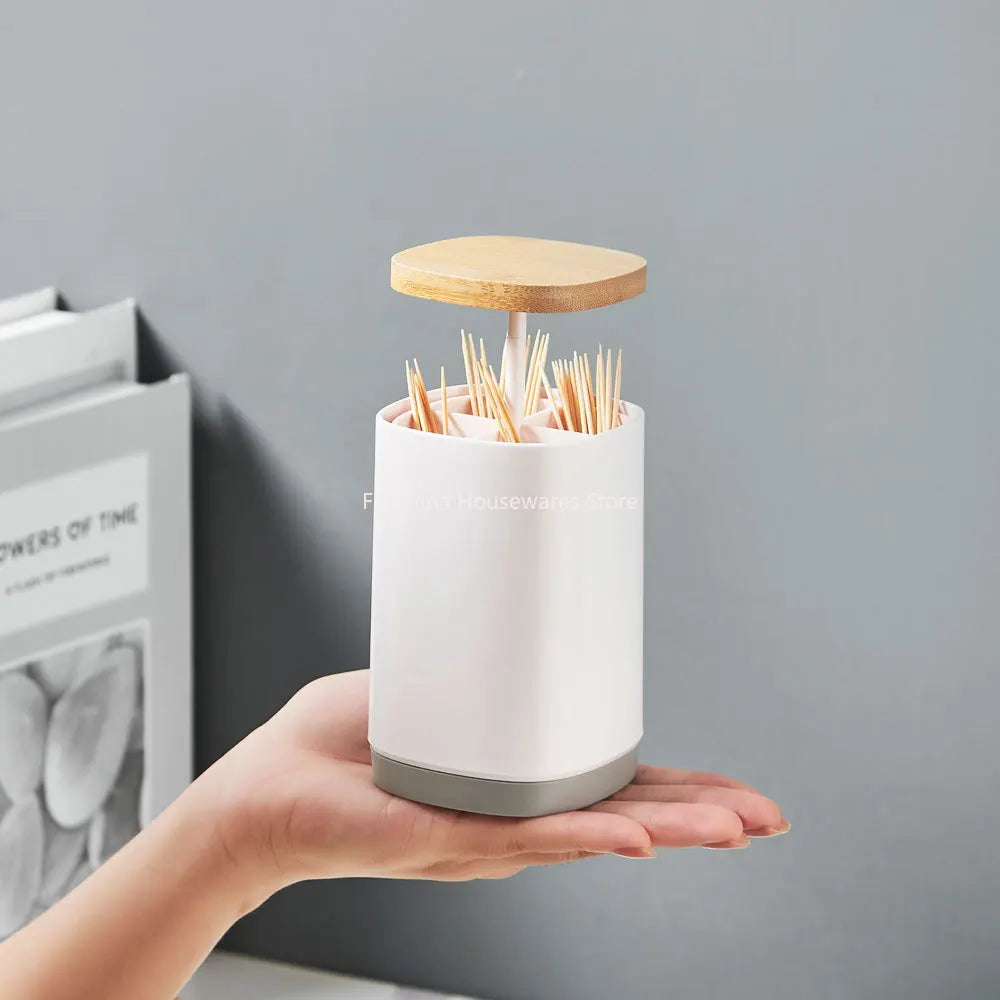 Household creative press-type toothpick box large-capacity grid toothpick tube simple personality toothpick storage tube Oasis Select