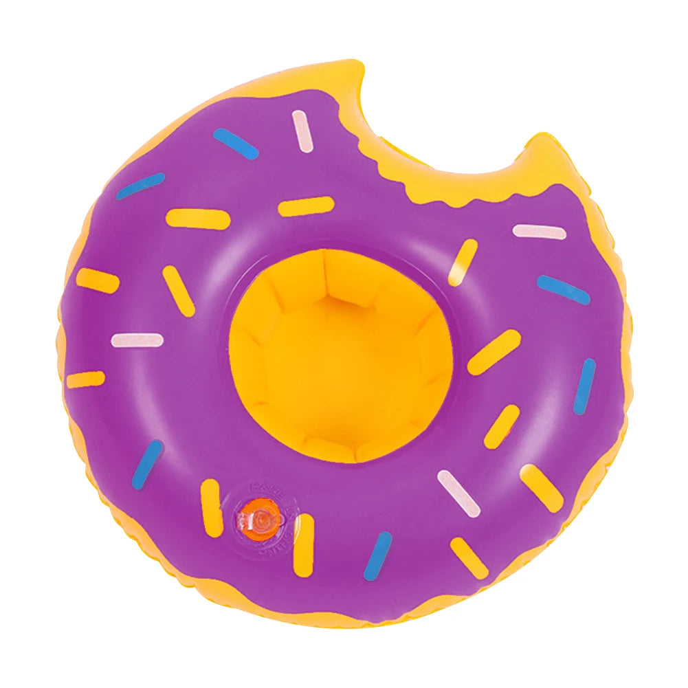 Cartoon Donuts Cup Cushion Multicolor Water Inflatable Coasters Portable Inflatable Circle Coasters for Holiday Birthday Party Oasis Select PURPLE france