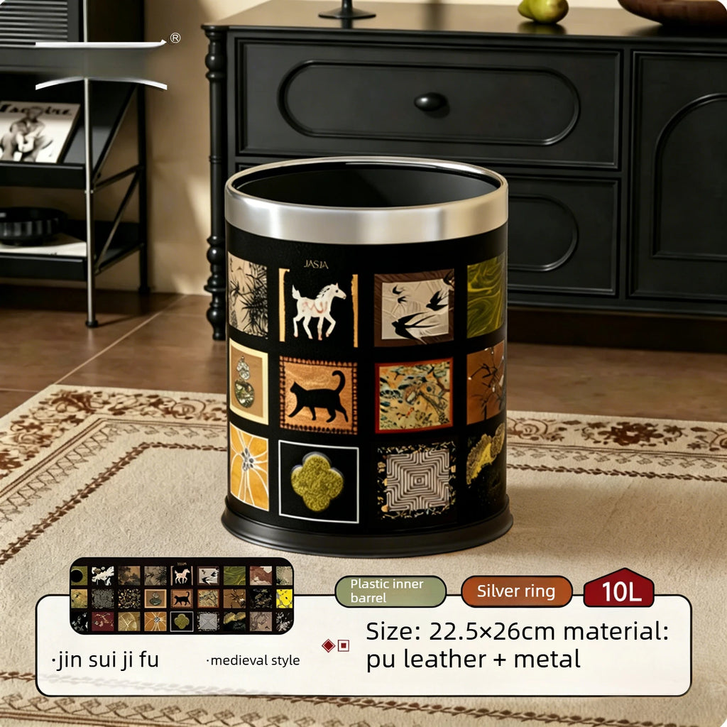 Trash Can Mid Ancient Style Open Top Double Inner Outer Bucket Retro High End Appearance Household Living Room Waste Storage Oasis Select A