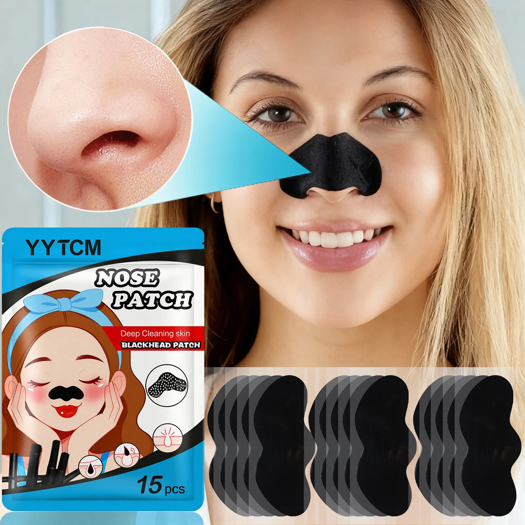 Blackhead Nose Patch, Charcoal Face Nose Mask Deep Cleansing Blackhead Removal Comedone Peel Off Mask 15Pcs/Bag Oasis Select