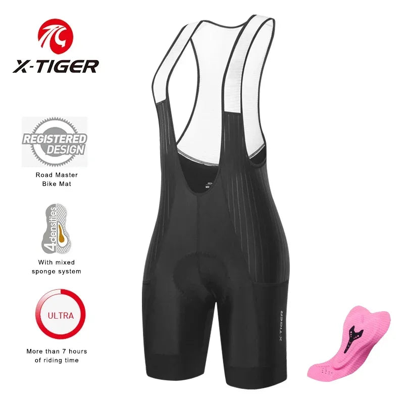 X-TIGER Women Pro Cycling Bib Shorts Summer Laika Breathable High Elastic ST-MULTI Buffer MTB Road Cycling Shorts Oasis Select 01 XL