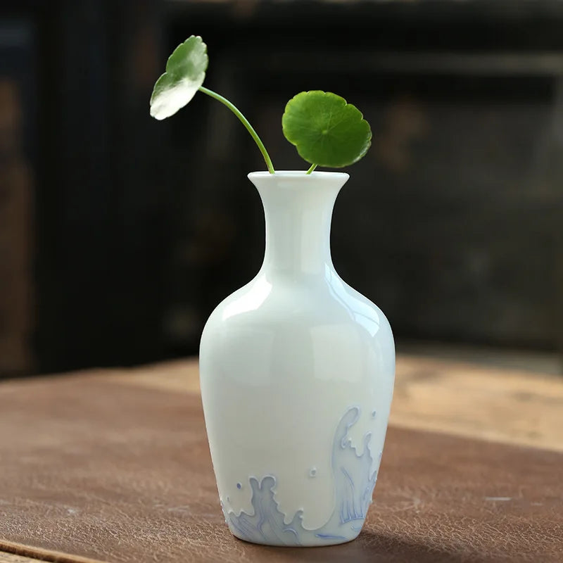 Chinese Table Top Antique Blue And White Porcelain Vase Decoration Crafts Small Ceramic Flower Arrangement Oasis Select h